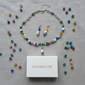 Parure Perles de Verre Colorées - Collier et Boucles d'Oreilles nacrelune.com parure