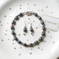 Parure en perles de verre dentelle noire avec millefleurs nacrelune.com parure