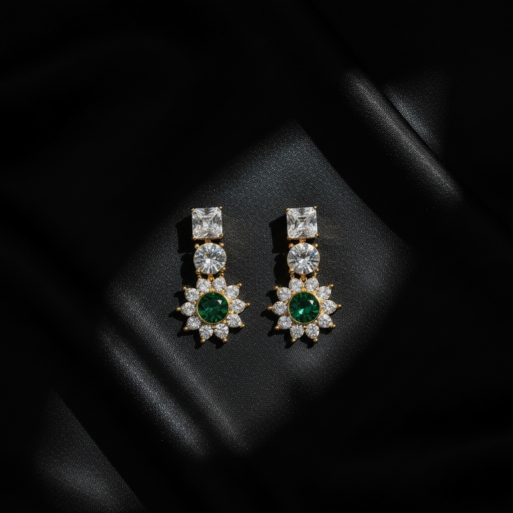 Boucles d’oreille imitation émeraudes nacrelune.com boucles d'oreille