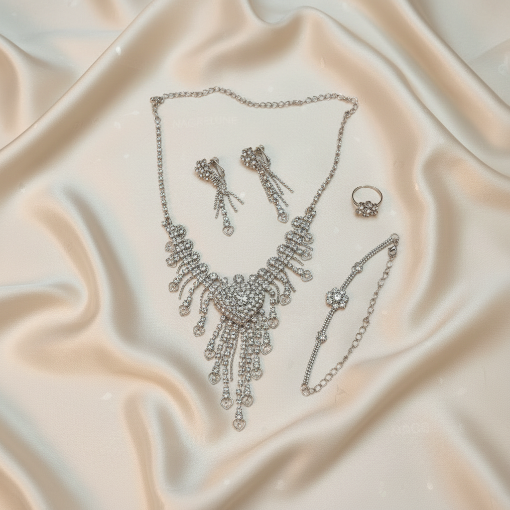 Parure strass complète coeur NACRELUNE parure