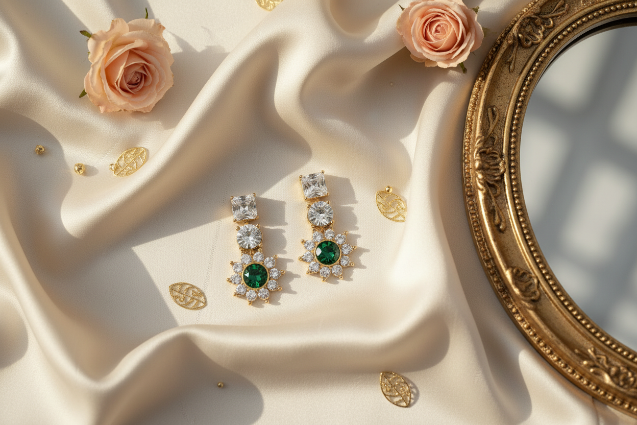 Boucles d’oreille imitation émeraudes NACRELUNE boucles d'oreille