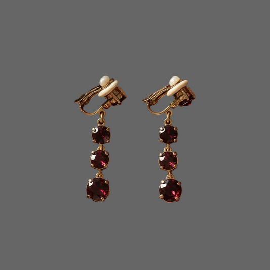 👑Boucles d’oreille clip vintage imitation rubis NACRELUNE