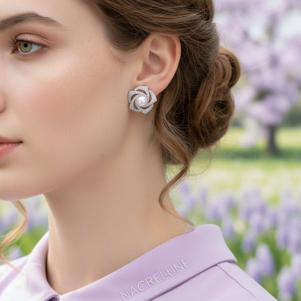 Fleurs perles strass lavande