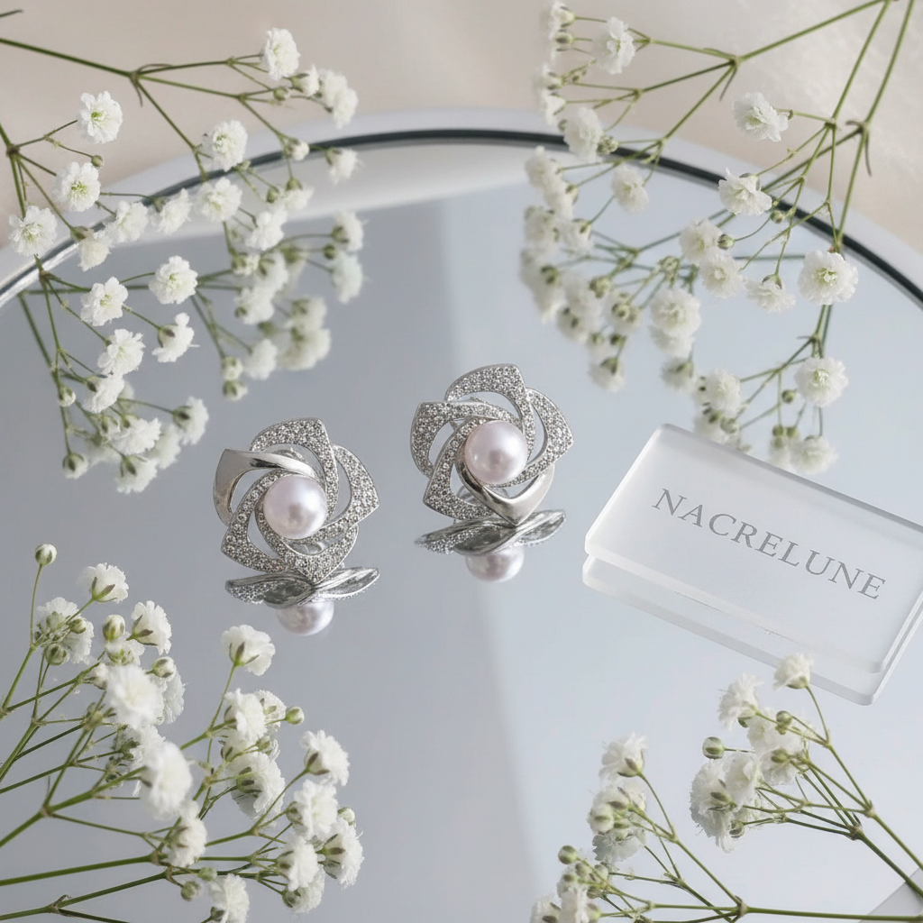 Fleurs perles strass miroir