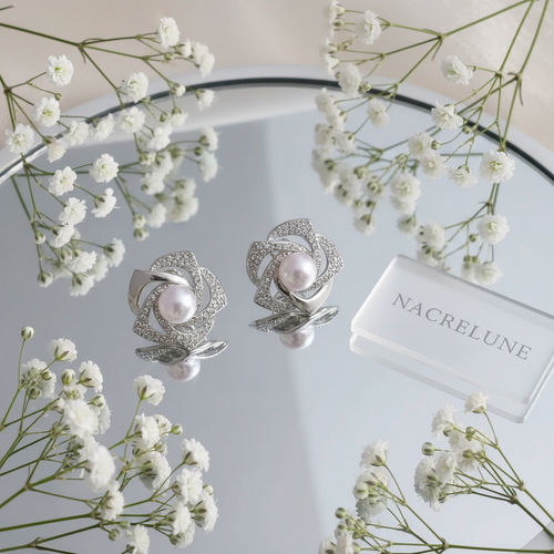 Fleurs perles strass miroir