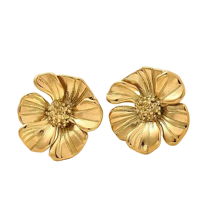 Boucles d'Oreille Fleur Plaqué Or – Pétales Sculptés | NACRELUNE NACRELUNE boucles d'oreille