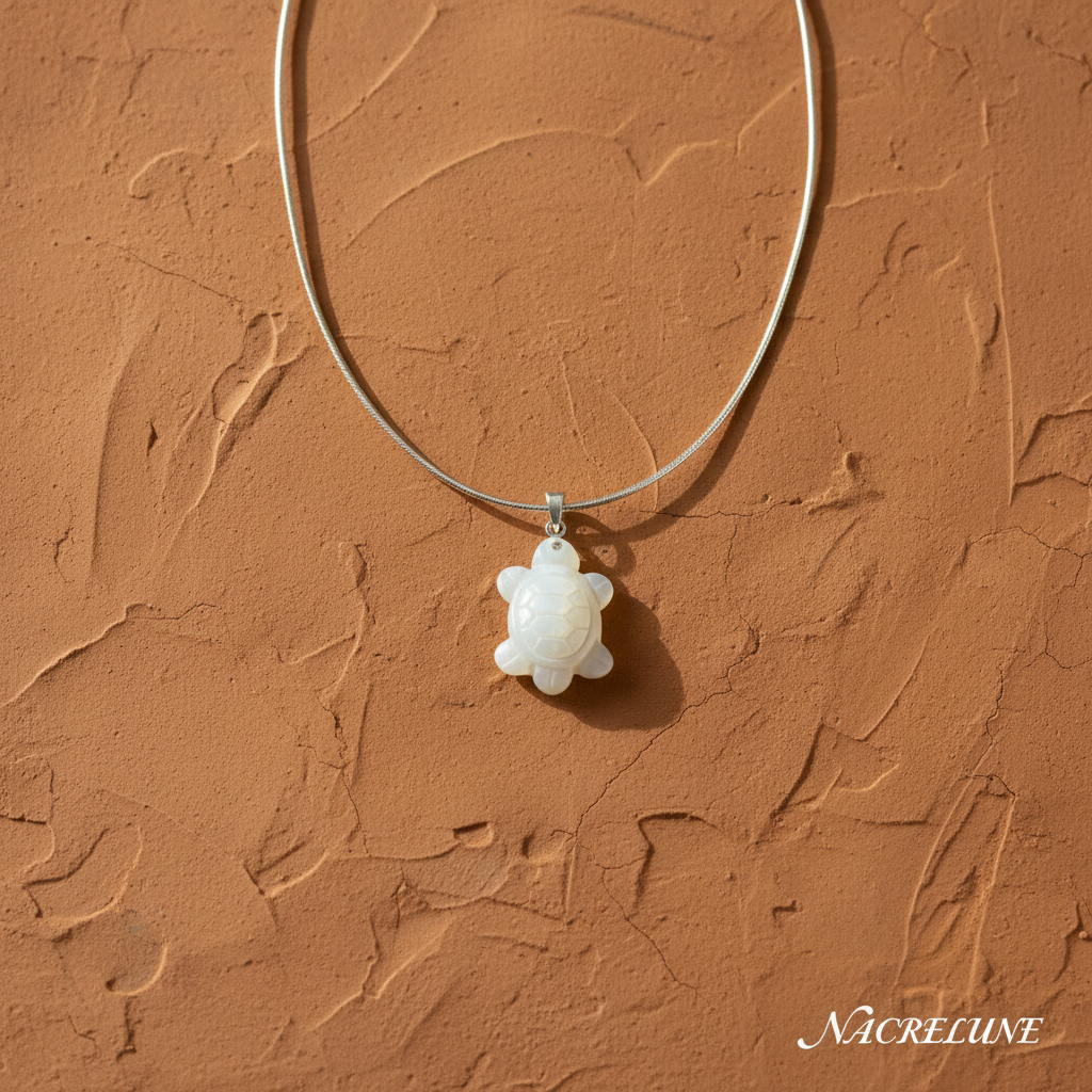 Pendentif en nacre en forme de tortue nacrelune.com pendentif