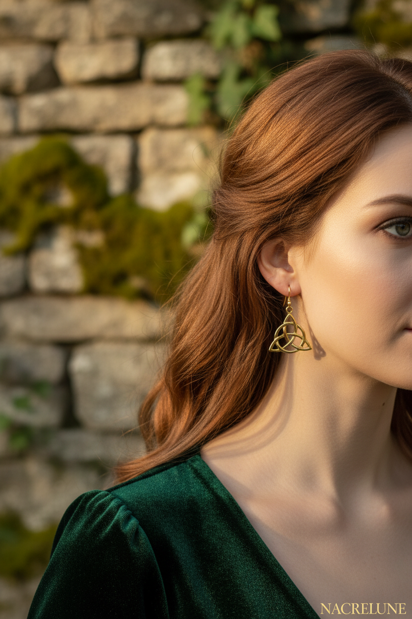 Boucles d'Oreille Triquetra en Laiton Plaqué Or – NACRELUNE NACRELUNE boucles d'oreille
