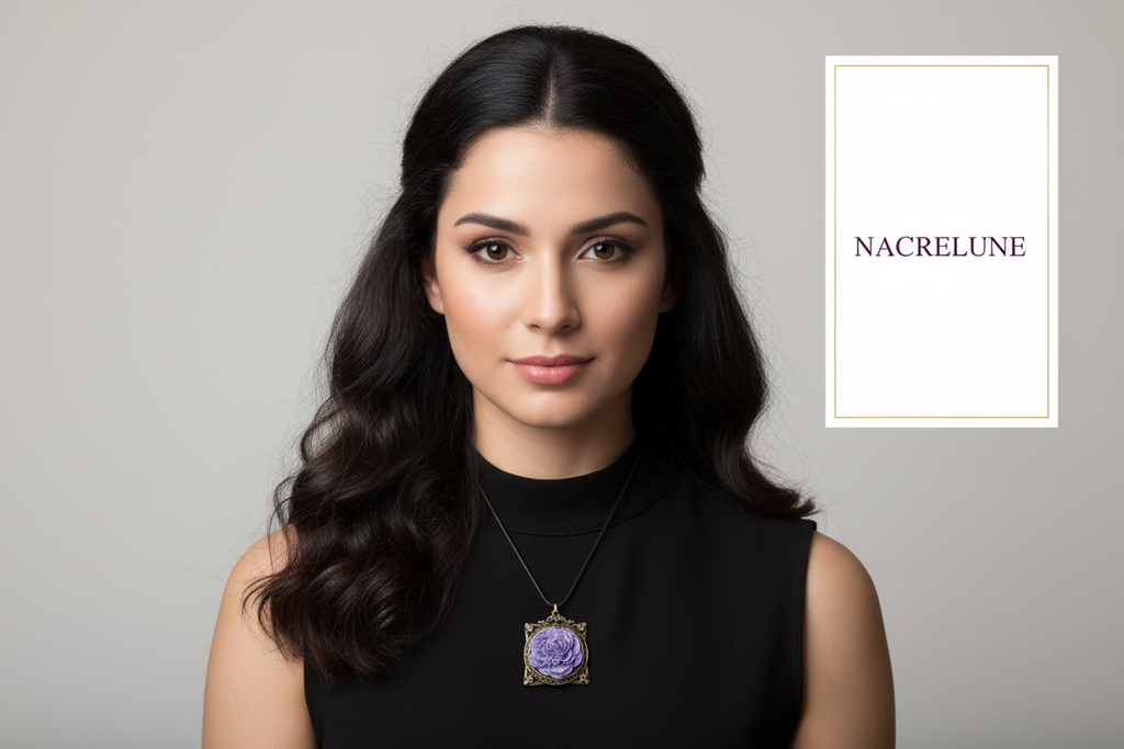 Pendentif cadre avec fleur, choisissez votre couleur nacrelune.com pendentif