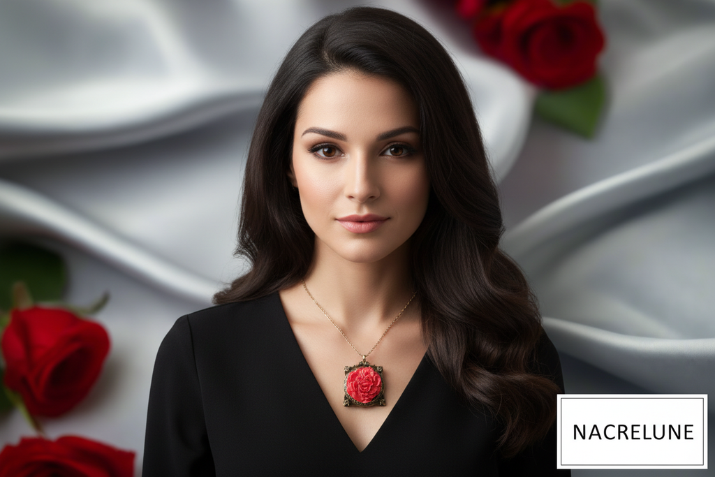 Pendentif cadre avec fleur, choisissez votre couleur nacrelune.com pendentif