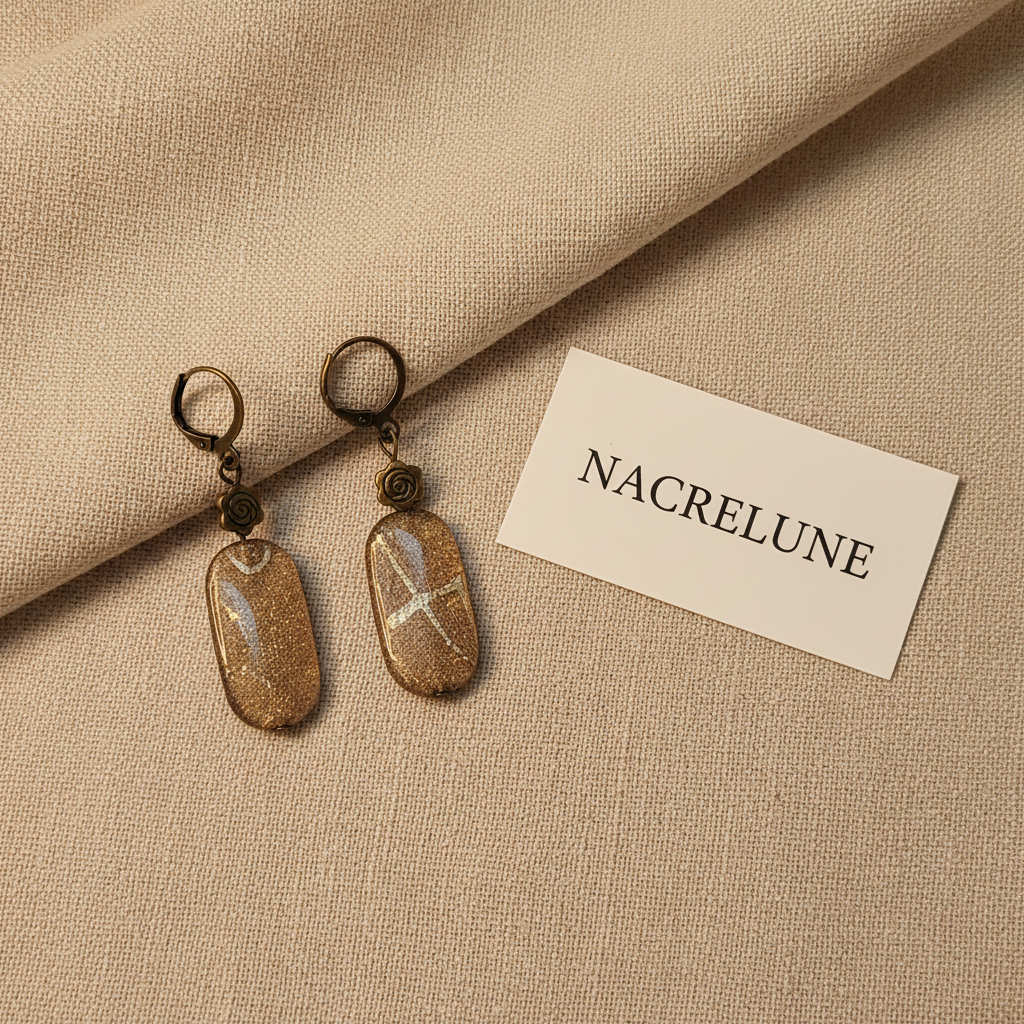 Boucles d'oreille en perles d'acrylique dorées nacrelune.com boucles d'oreille