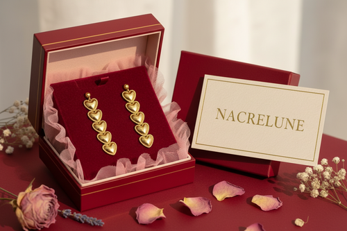 Boucles d'Oreilles Dorées Cœurs - Bijoux Saint-Valentin NACRELUNE nacrelune.com boucles d'oreille
