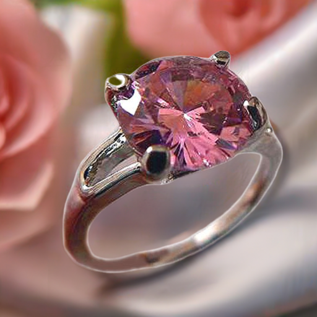 Bague zirconia  rose) BA87