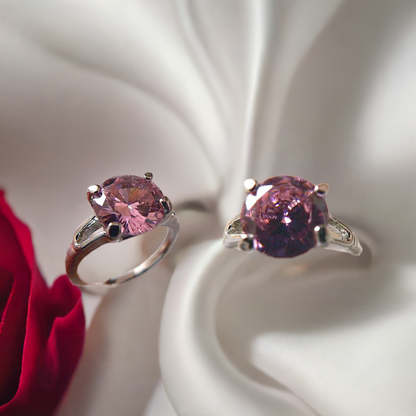 Bague zirconia  rose) BA87