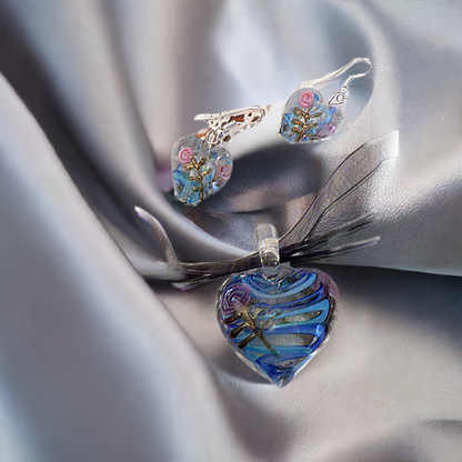 Glass hearts set (Blue)P236