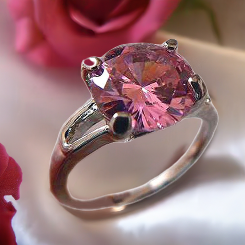 Bague zirconia  rose) BA87