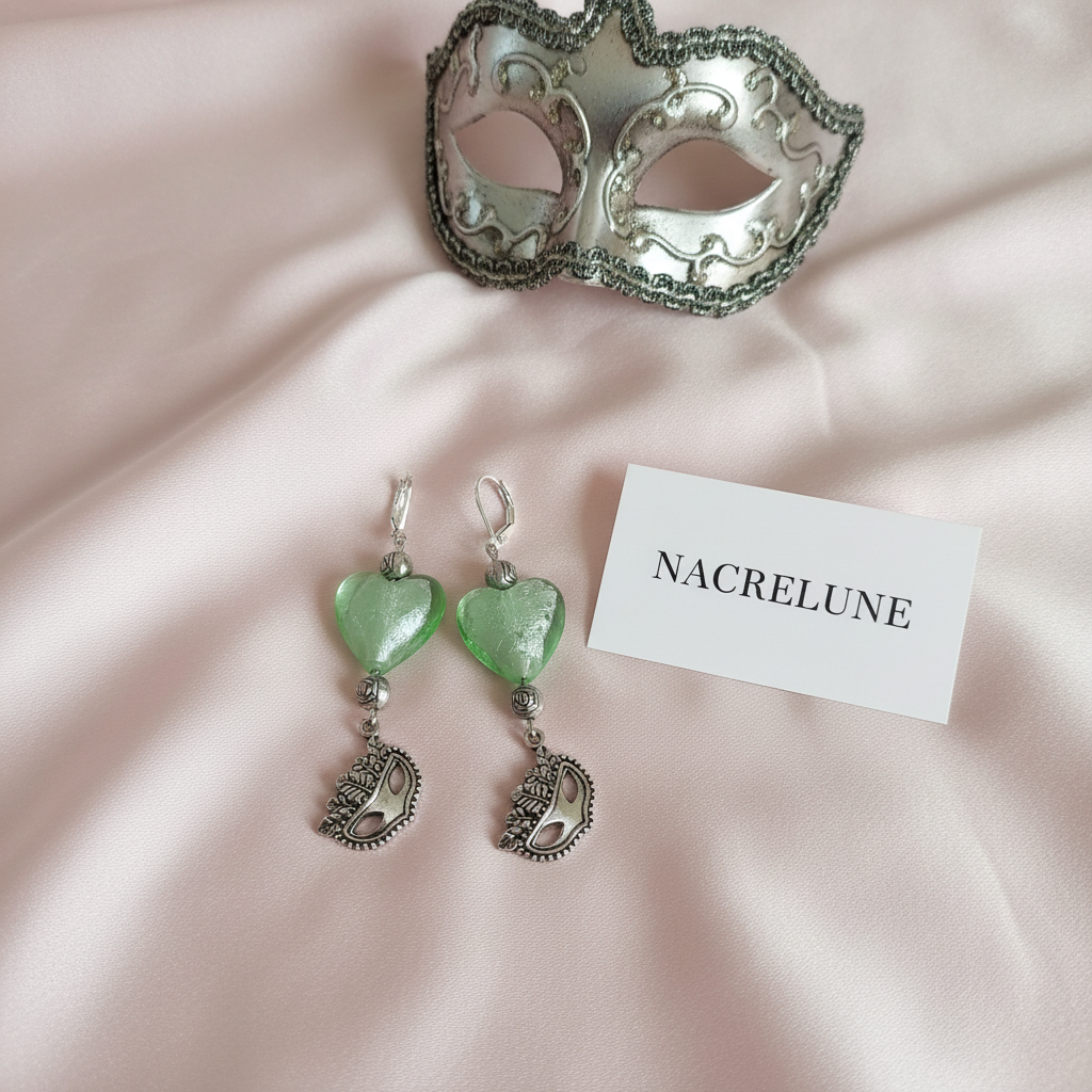 Green earrings blush silk flat