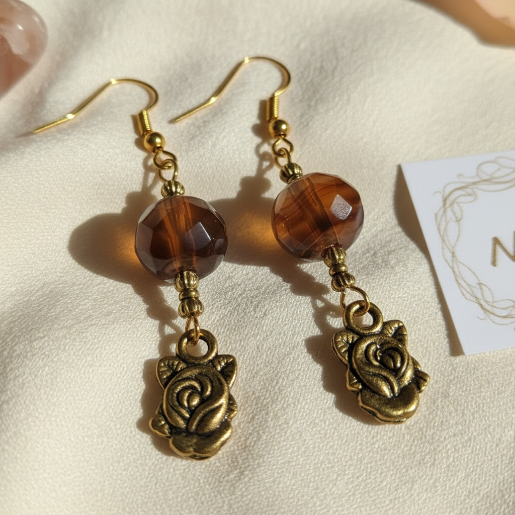 Boucles d'Oreilles Agate Naturelle nacrelune.com boucles d'oreille