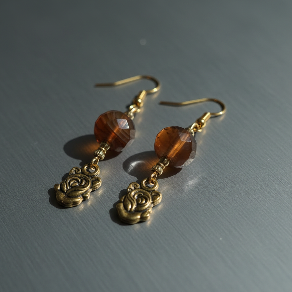 Boucles d'Oreilles Agate Naturelle nacrelune.com boucles d'oreille