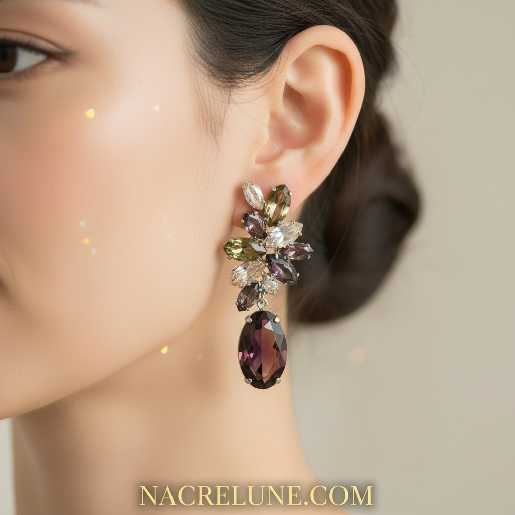 Grandes boucles d'oreille zirconia multicolores nacrelune.com boucles d'oreille