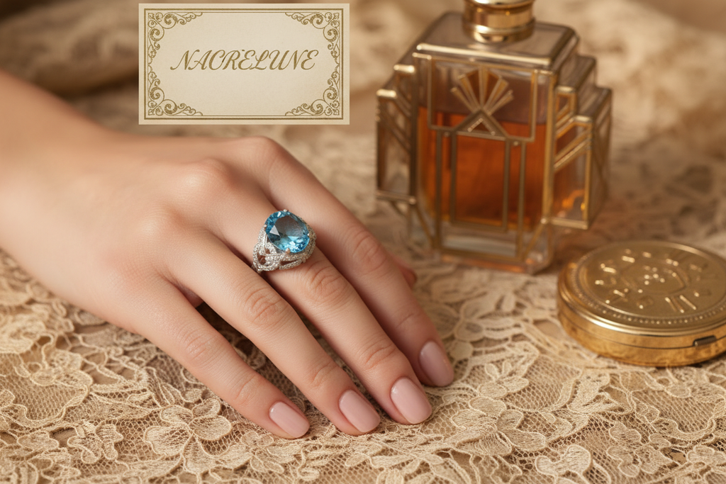 Bague argent avec topaze bleue nacrelune.com Bague
