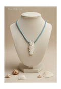 Pendentif hyppocampe en nacre avec son lien cuir nacrelune.com pendentif