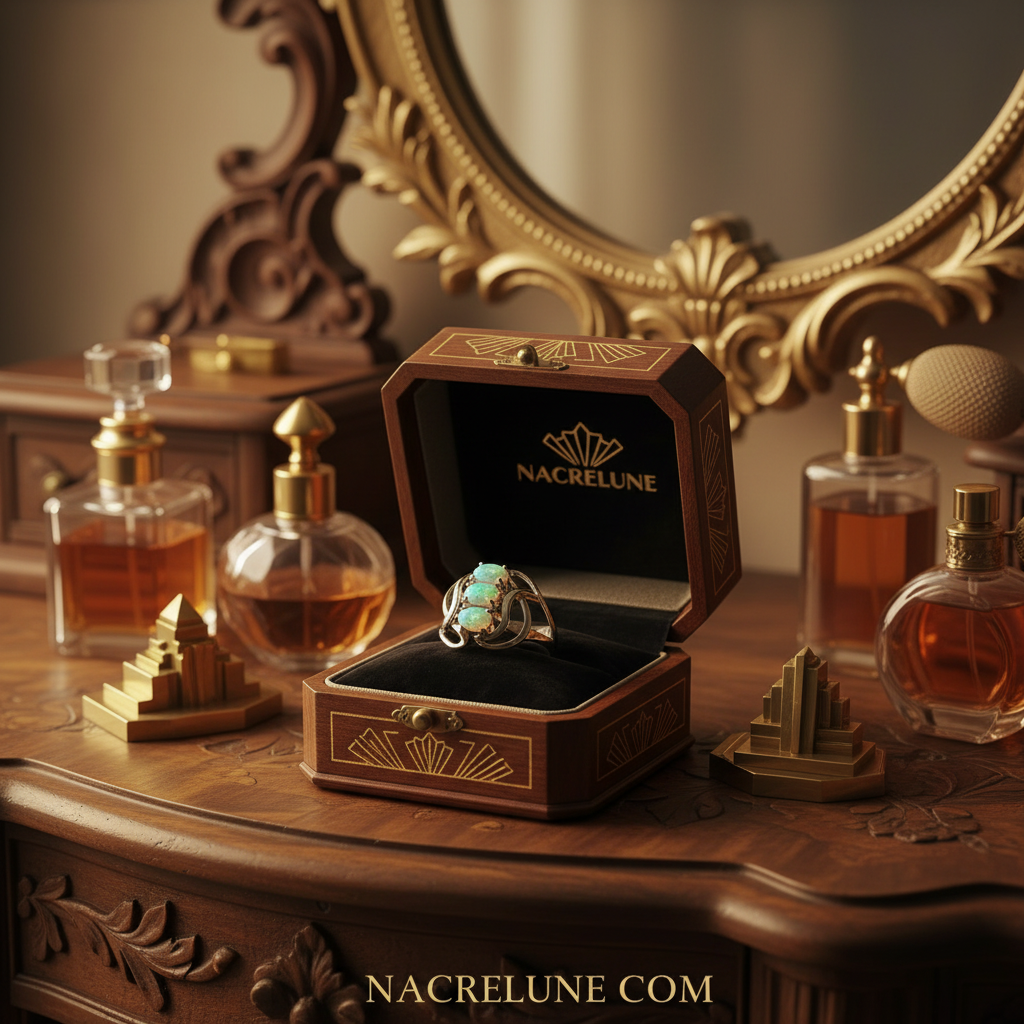 Bague en argent 925 avec opale de feu bleue Vert nacrelune.com Bague