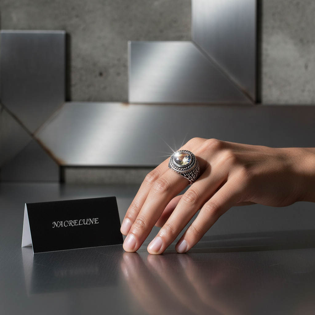 Bague en argent 925 avec topaze traitée mystique multicolore nacrelune.com Bague