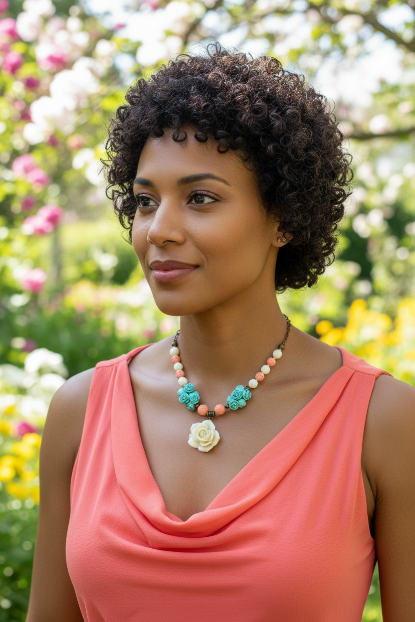 Collier Fleurs & Perles Imitation Corail – NACRELUNE NACRELUNE collier