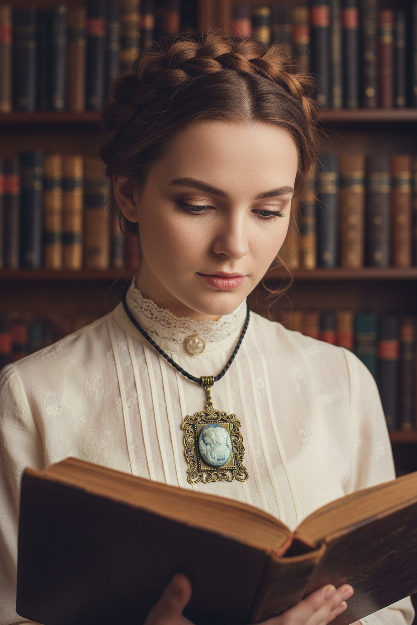 Pendentif camée en résine représentant 2 jeunes filles, choisissez votre couleur nacrelune.com pendentif