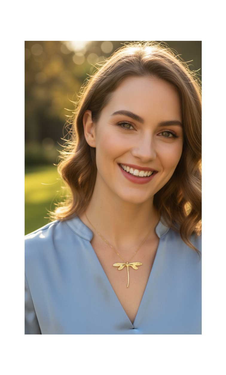Pendentif Libellule Plaqué Or 18K – Laiton Sans Cadmium | NACRELUNE