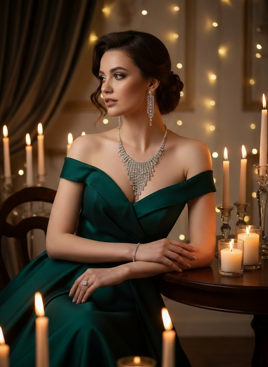 Parure complète strass en triangle NACRELUNE parure