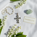 Pendentif Croix en Argent Véritable & Améthystes Vertes – NACRELUNE NACRELUNE pendentif