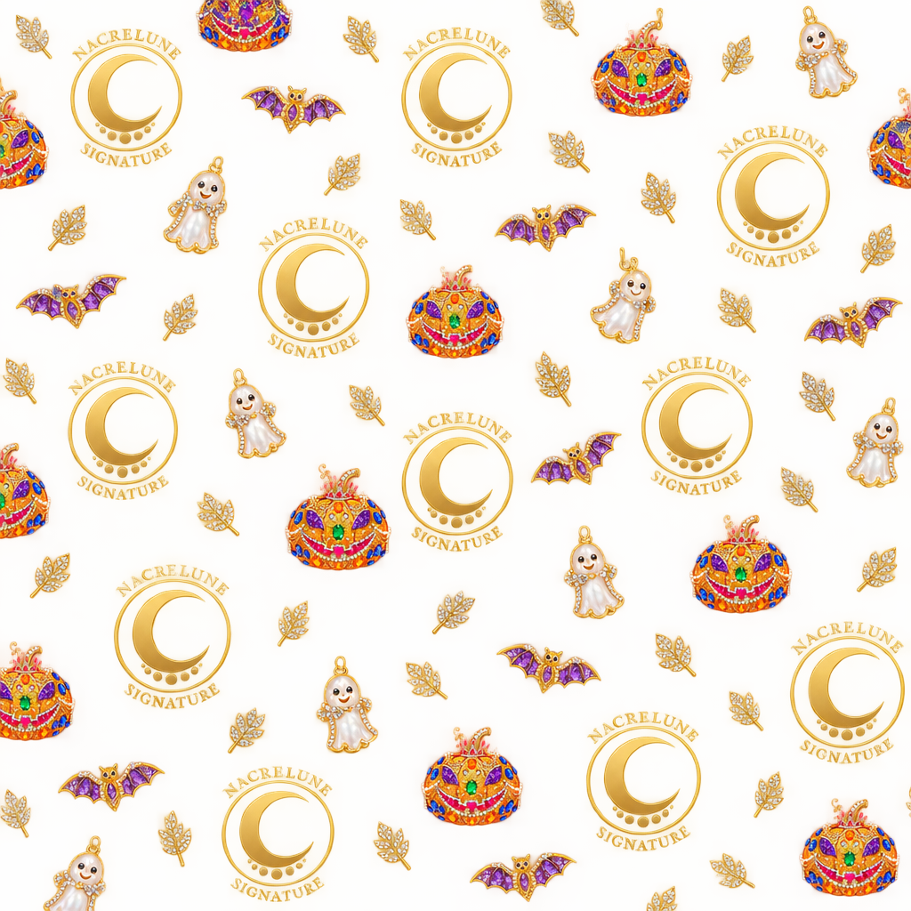 Petits motifs NACRELUNE avec chauves-souris améthyste et fantômes nacrés