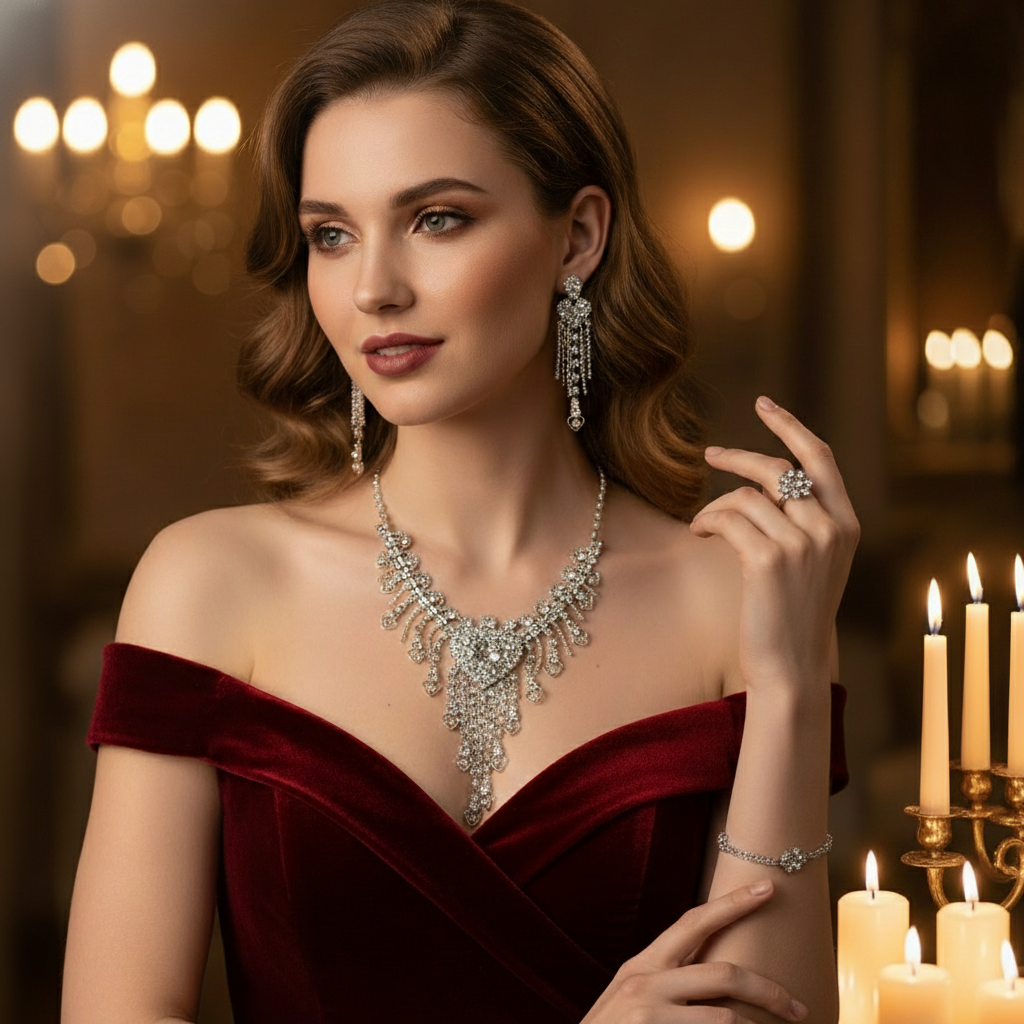 Parure strass complète coeur nacrelune.com parure