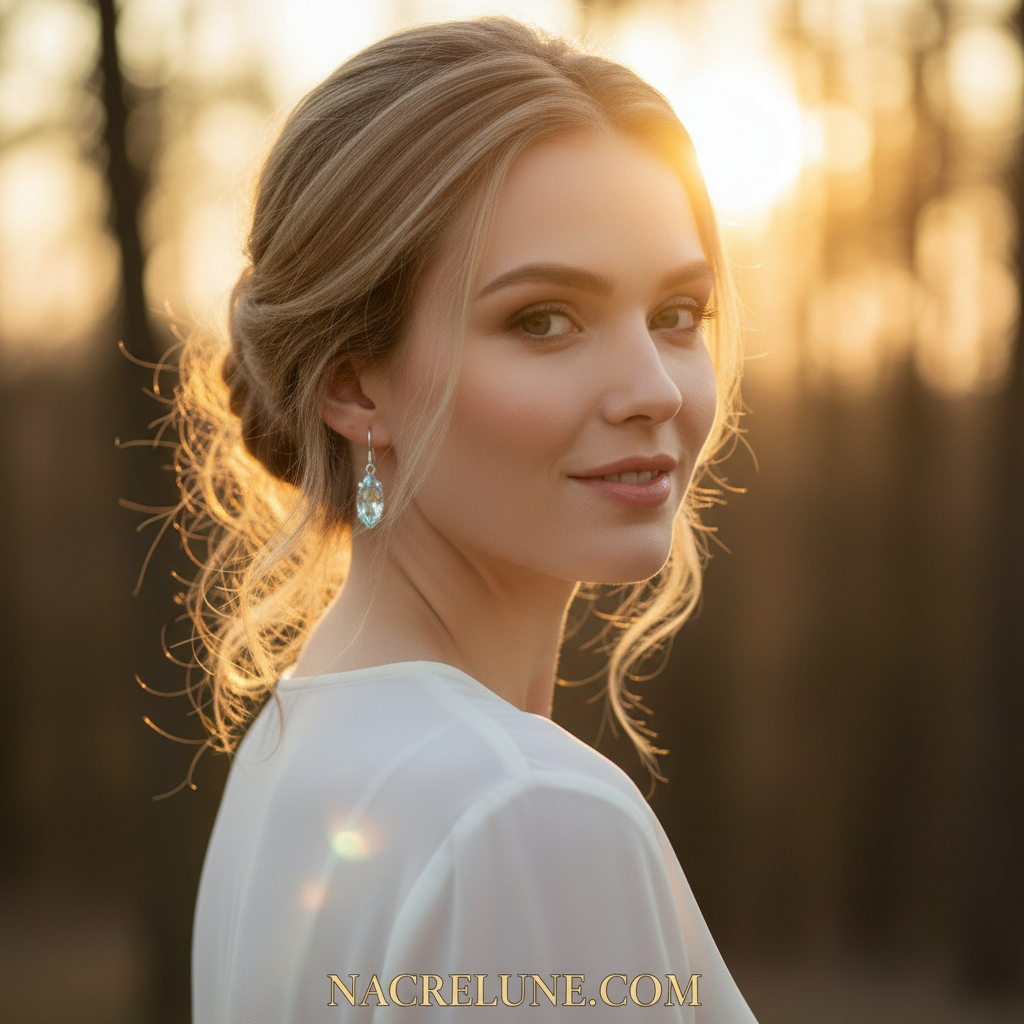 Boucles d’oreille en argent avec topazes traitées mystiques claires NACRELUNE boucles d'oreille