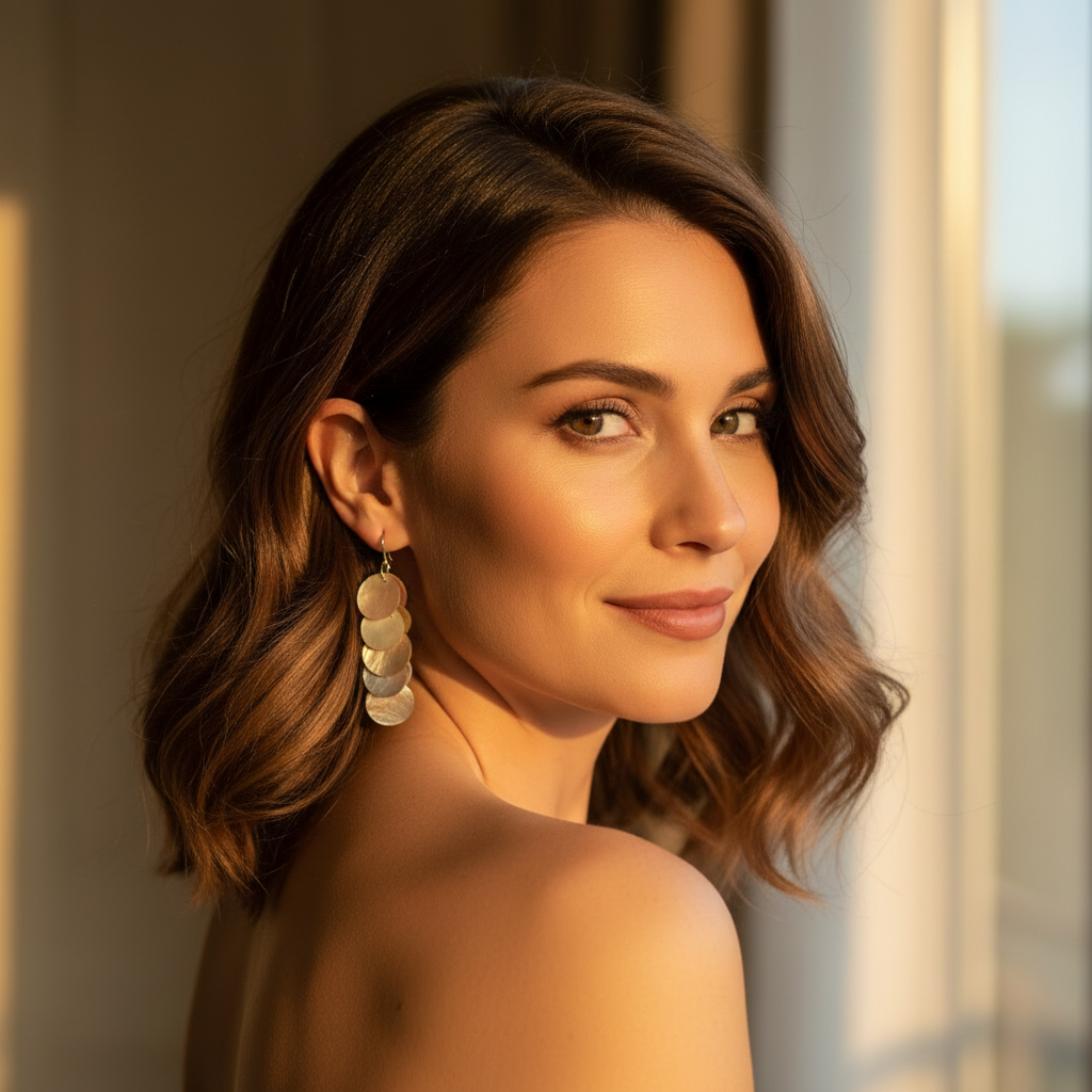 Boucles d’oreille en pastilles de nacre NACRELUNE boucles d'oreille