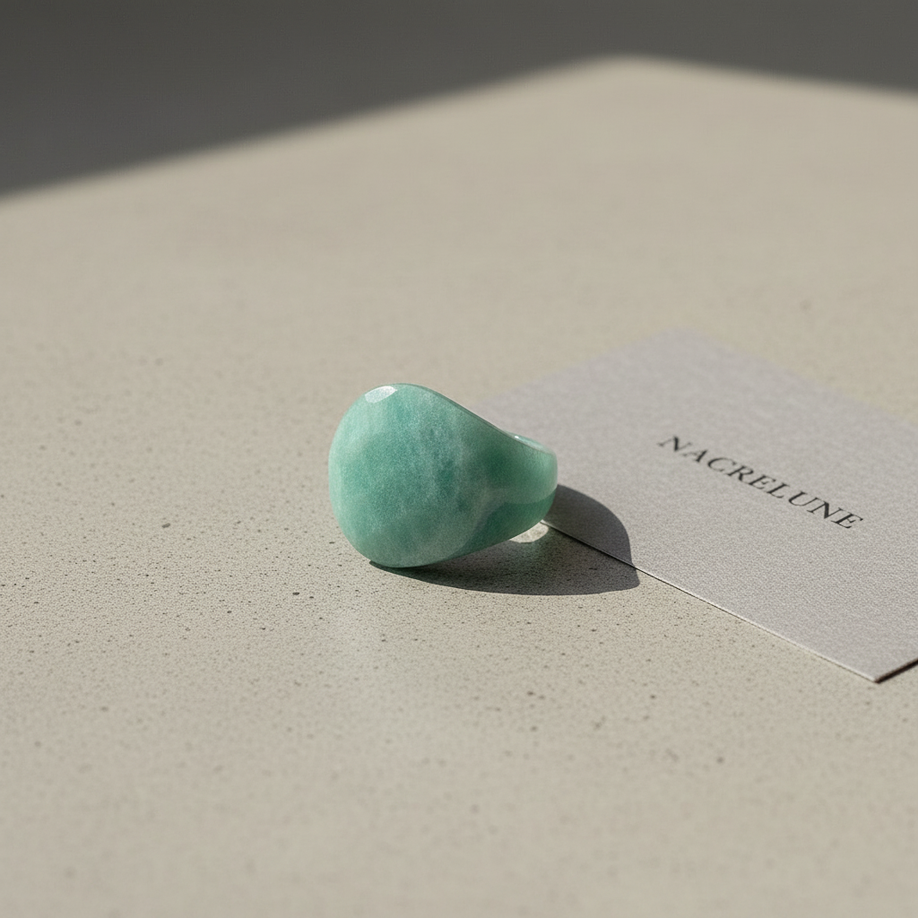 Bague en amazonite naturelle nacrelune.com Bague