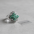 Bague en argent véritable et marcassites avec émeraudes vraies 56 nacrelune.com Bague