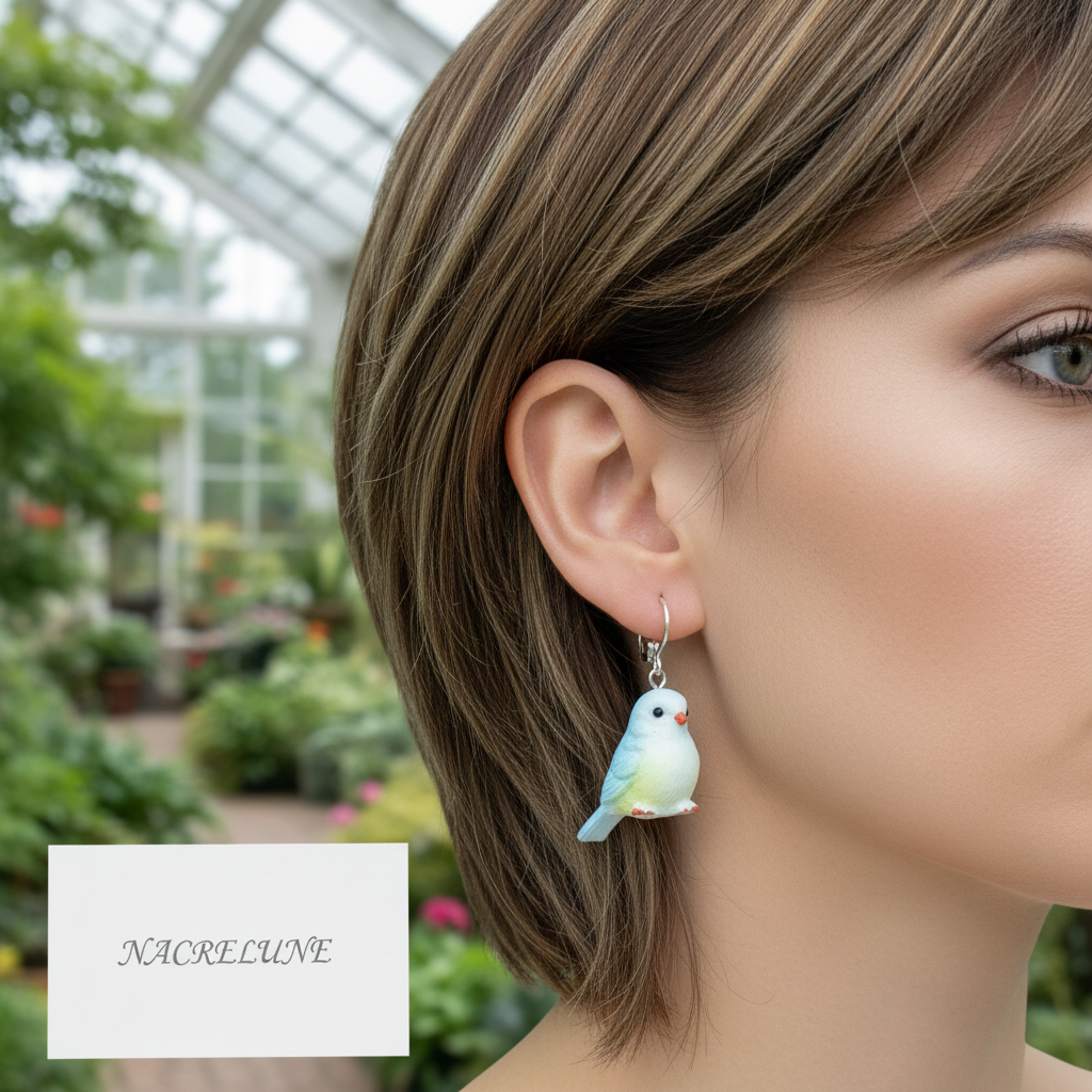Boucles d'Oreilles Oiseaux en Résine - Bijoux Nature NACRELUNE nacrelune.com boucles d'oreille