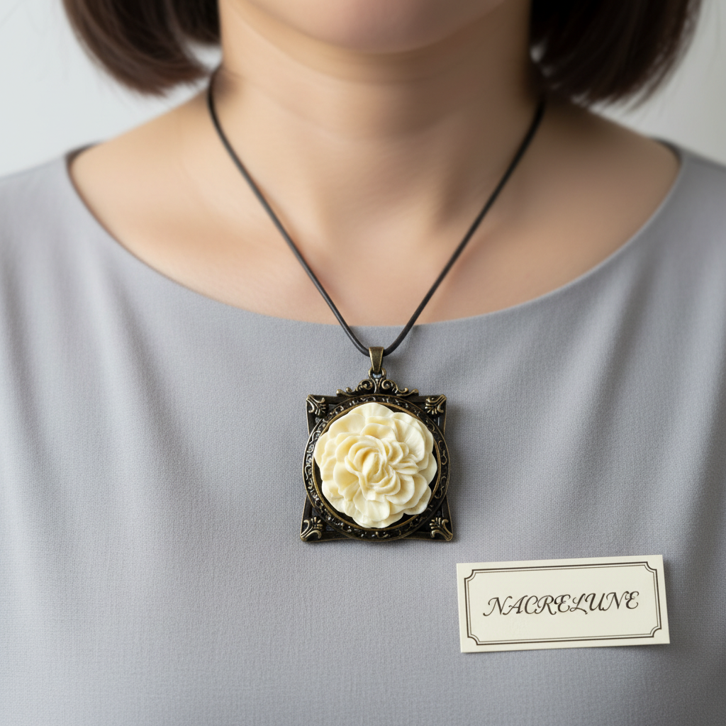 Pendentif cadre avec fleur, choisissez votre couleur nacrelune.com pendentif
