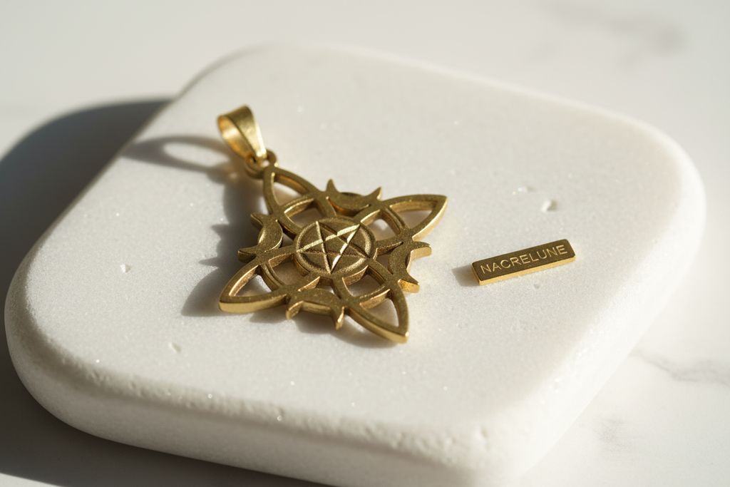 Pendentif Magique Lune & Étoile – Plaqué Or | NACRELUNE NACRELUNE pendentif