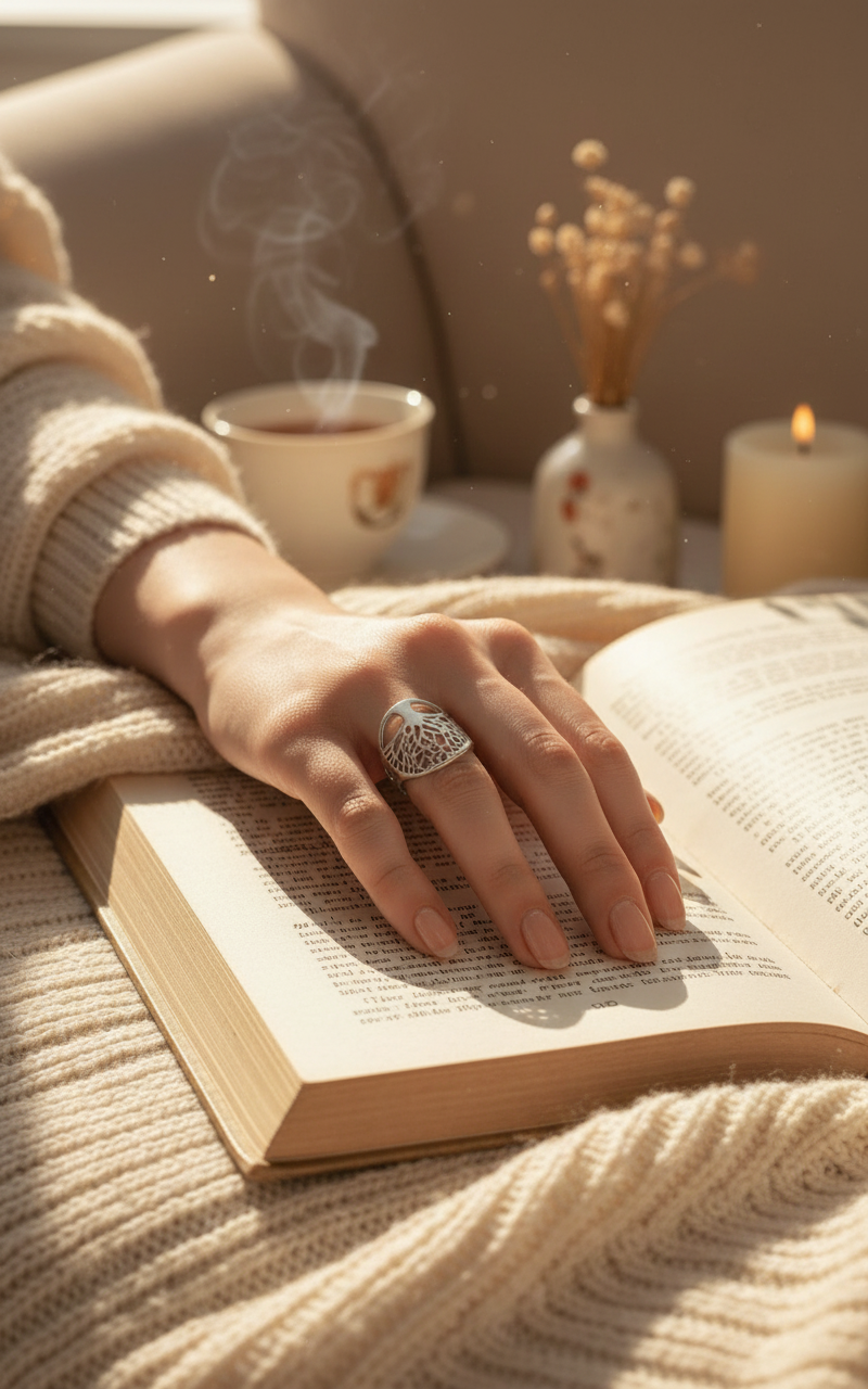 Bague en argent en forme d’arbre NACRELUNE Bague