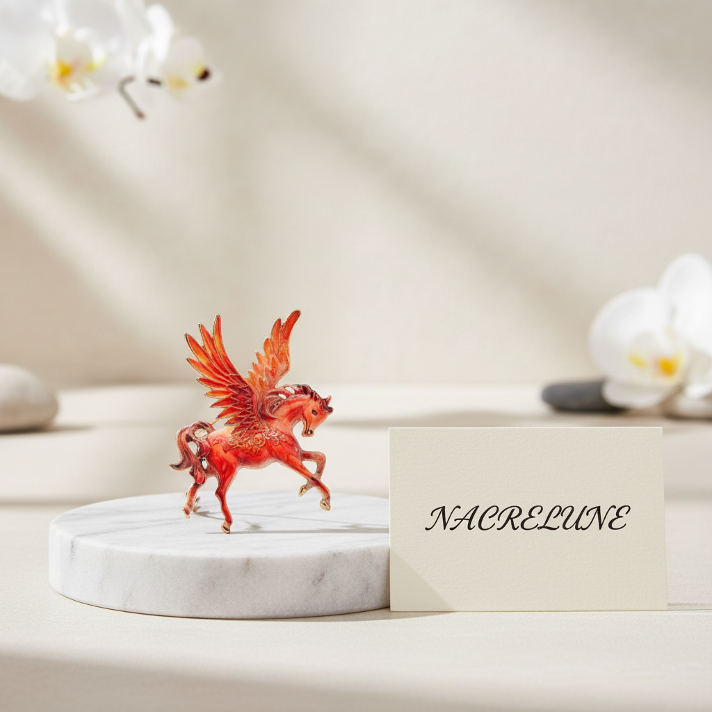 Broche cheval ailé en porcelaine nacrelune.com broche