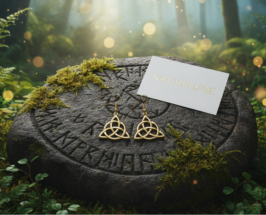 Boucles d'Oreille Triquetra en Laiton Plaqué Or – NACRELUNE