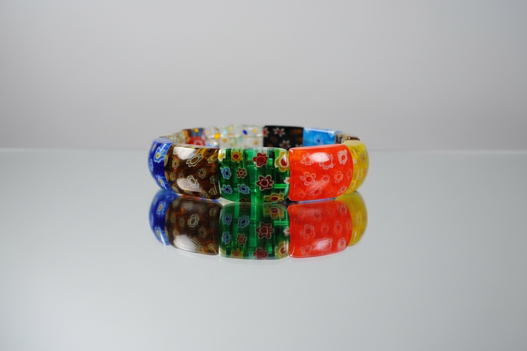 Bracelet Élastique Millefiori | Verre Vénitien Multicolore – Nacrelune nacrelune.com bracelet