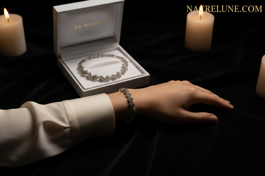 Bracelet en argent et marcassites nacrelune.com bracelet