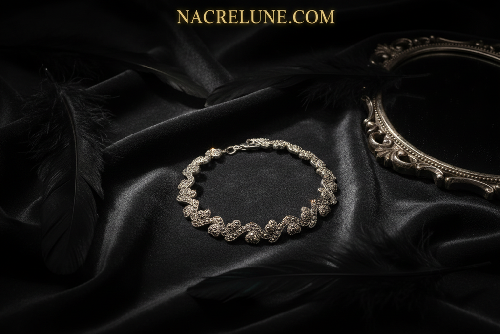 Bracelet en argent et marcassites nacrelune.com bracelet