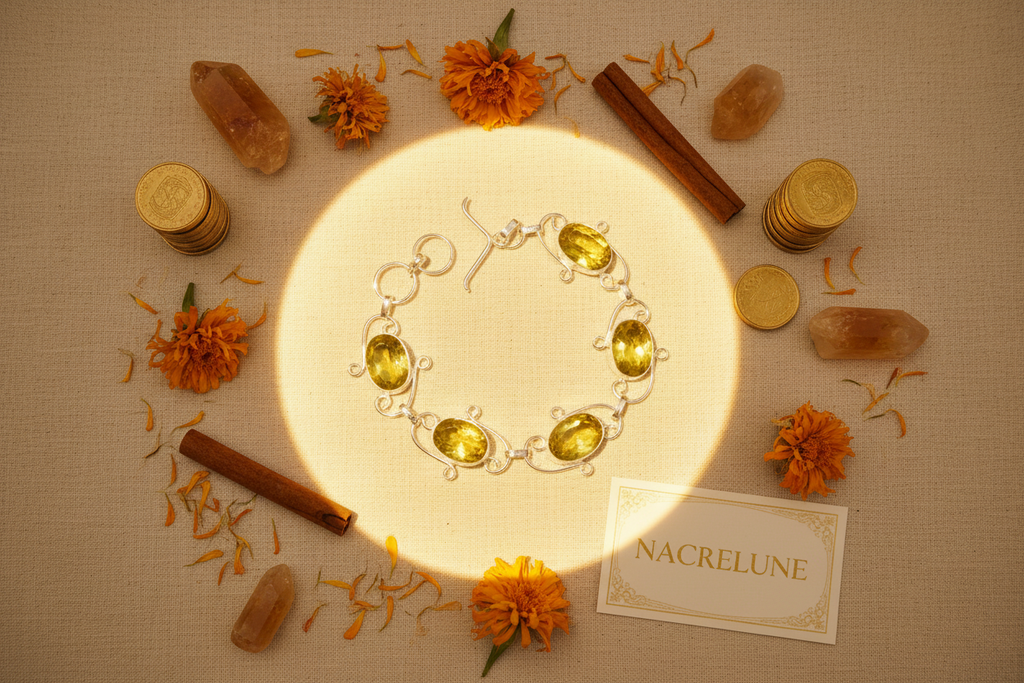 Bracelet en argent avec citrines taillées nacrelune.com bracelet