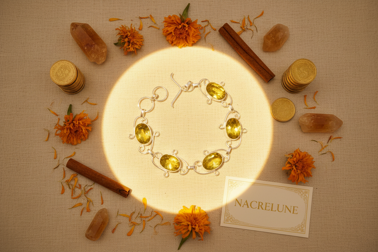 Bracelet en argent avec citrines taillées nacrelune.com bracelet
